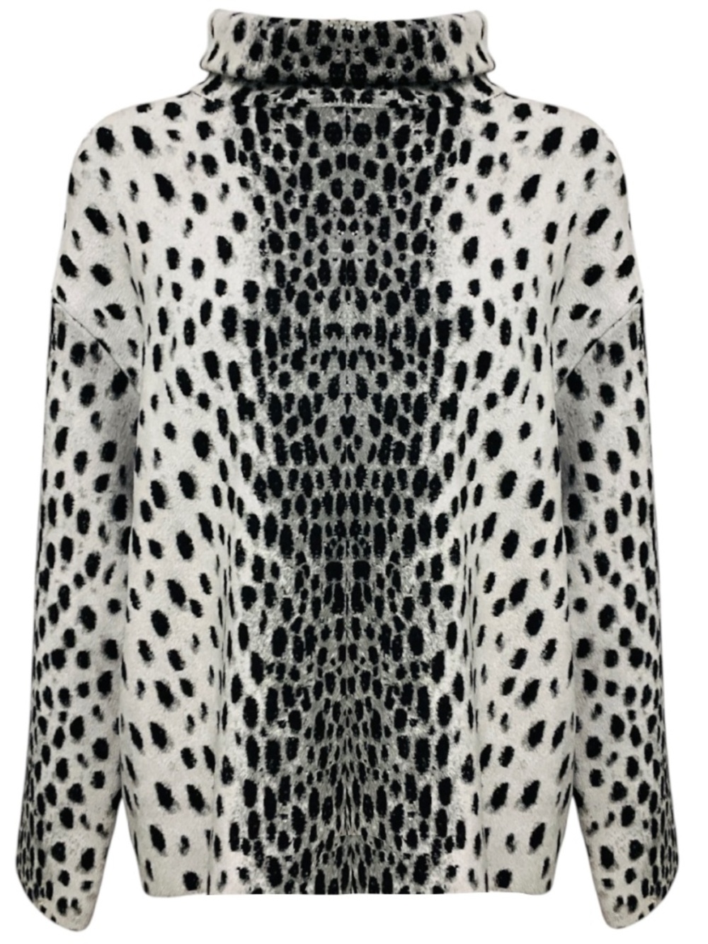 ALAIA GREY / BLACK ANIMAL PRINT CHENILLE KNIT PULLOVER SWEATER
